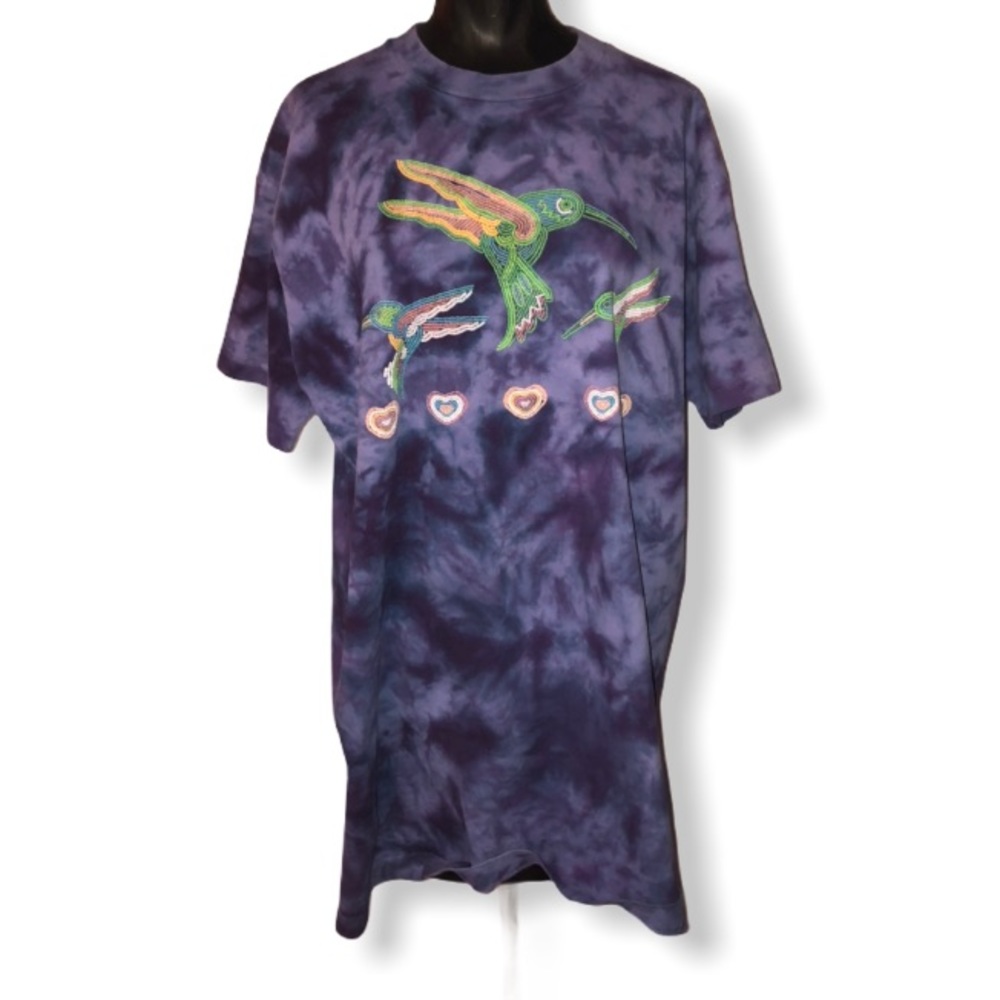 Vintage, Single stitch tie dye hummingbird tee